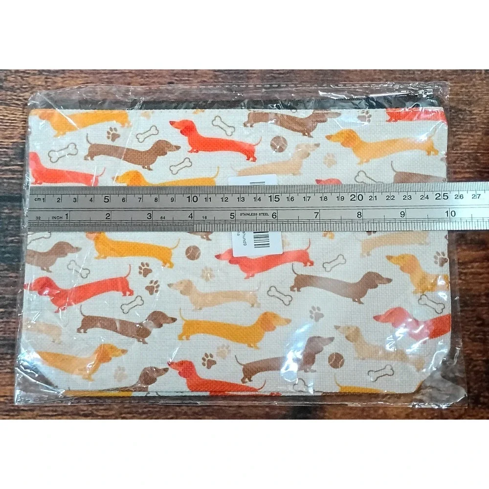 Dachshund Weiner Dog Print Zippered Makeup Bag‎ Pouch Multicolor Canvas WCL0225